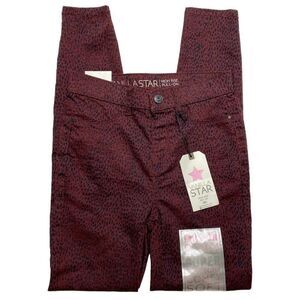 Vanilla Star Pull On Jeggings Women's XS Red Black Cheetah Animal Print‎ Stretch
